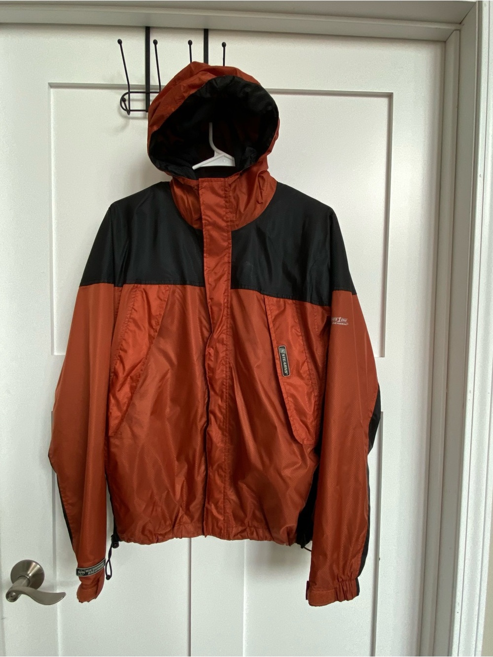 Men's Stern’s Hooded Rain Jacket in Rust and Black - Outdoor Shell